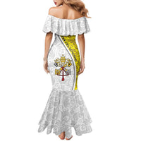 Vatican City Family Matching Mermaid Dress and Hawaiian Shirt Papal Keys & Tiara Emblem with Gold Baroque Pattern