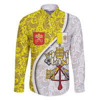 Vatican City Family Matching Short Sleeve Bodycon Dress and Hawaiian Shirt Papal Keys & Tiara Emblem with Gold Baroque Pattern
