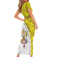 Vatican City Family Matching Short Sleeve Bodycon Dress and Hawaiian Shirt Papal Keys & Tiara Emblem with Gold Baroque Pattern