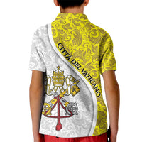 Vatican City Kid Polo Shirt Papal Keys & Tiara Emblem with Gold Baroque Pattern