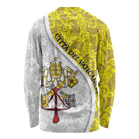 Vatican City Long Sleeve Shirt Papal Keys & Tiara Emblem with Gold Baroque Pattern