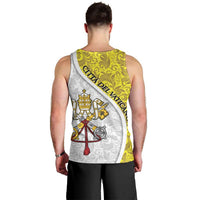 Vatican City Men Tank Top Papal Keys & Tiara Emblem with Gold Baroque Pattern