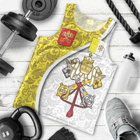 Vatican City Men Tank Top Papal Keys & Tiara Emblem with Gold Baroque Pattern