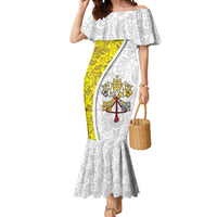 Vatican City Mermaid Dress Papal Keys & Tiara Emblem with Gold Baroque Pattern