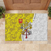 Vatican City Rubber Doormat Papal Keys & Tiara Emblem with Gold Baroque Pattern