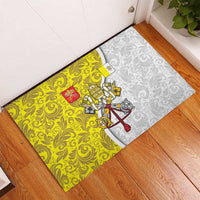 Vatican City Rubber Doormat Papal Keys & Tiara Emblem with Gold Baroque Pattern