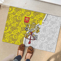 Vatican City Rubber Doormat Papal Keys & Tiara Emblem with Gold Baroque Pattern