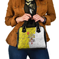 Vatican City Shoulder Handbag Papal Keys & Tiara Emblem with Gold Baroque Pattern