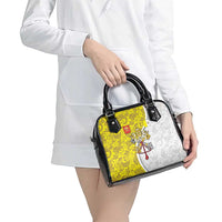 Vatican City Shoulder Handbag Papal Keys & Tiara Emblem with Gold Baroque Pattern
