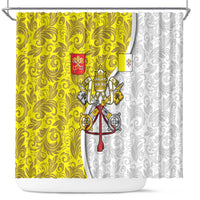 Vatican City Shower Curtain Papal Keys & Tiara Emblem with Gold Baroque Pattern