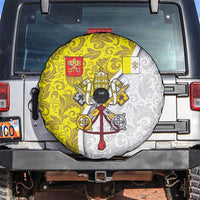 Vatican City Spare Tire Cover Papal Keys & Tiara Emblem with Gold Baroque Pattern