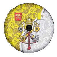 Vatican City Spare Tire Cover Papal Keys & Tiara Emblem with Gold Baroque Pattern
