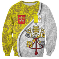 Vatican City Sweatshirt Papal Keys & Tiara Emblem with Gold Baroque Pattern