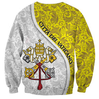 Vatican City Sweatshirt Papal Keys & Tiara Emblem with Gold Baroque Pattern