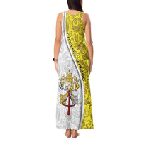 Vatican City Tank Maxi Dress Papal Keys & Tiara Emblem with Gold Baroque Pattern