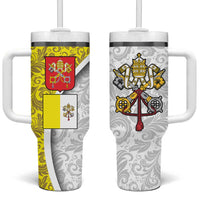 Vatican City Tumbler With Handle Papal Keys & Tiara Emblem with Gold Baroque Pattern