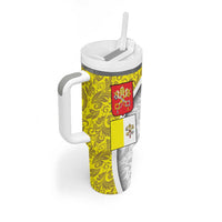 Vatican City Tumbler With Handle Papal Keys & Tiara Emblem with Gold Baroque Pattern