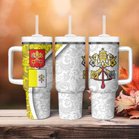 Vatican City Tumbler With Handle Papal Keys & Tiara Emblem with Gold Baroque Pattern