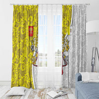 Vatican City Window Curtain Papal Keys & Tiara Emblem with Gold Baroque Pattern