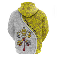 Vatican City Zip Hoodie Papal Keys & Tiara Emblem with Gold Baroque Pattern