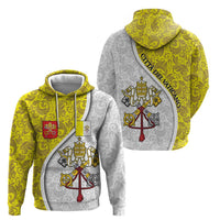 Vatican City Zip Hoodie Papal Keys & Tiara Emblem with Gold Baroque Pattern