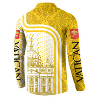 Vatican City Button Sweatshirt St. Peter’s Basilica & Papal Emblem Gold Ornate Architecture