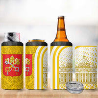 Vatican City 4 in 1 Can Cooler Tumbler St. Peter’s Basilica & Papal Emblem Gold Ornate Architecture