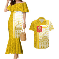 Vatican City Couples Matching Mermaid Dress and Hawaiian Shirt St. Peter’s Basilica & Papal Emblem Gold Ornate Architecture