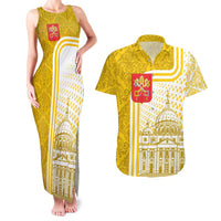 Vatican City Couples Matching Tank Maxi Dress and Hawaiian Shirt St. Peter’s Basilica & Papal Emblem Gold Ornate Architecture