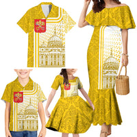 Vatican City Family Matching Mermaid Dress and Hawaiian Shirt St. Peter’s Basilica & Papal Emblem Gold Ornate Architecture