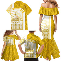 Vatican City Family Matching Mermaid Dress and Hawaiian Shirt St. Peter’s Basilica & Papal Emblem Gold Ornate Architecture