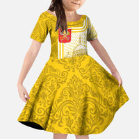 Vatican City Family Matching Off The Shoulder Long Sleeve Dress and Hawaiian Shirt St. Peter’s Basilica & Papal Emblem Gold Ornate Architecture