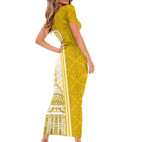 Vatican City Family Matching Short Sleeve Bodycon Dress and Hawaiian Shirt St. Peter’s Basilica & Papal Emblem Gold Ornate Architecture