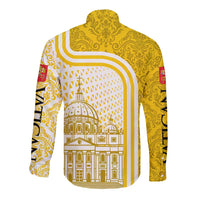 Vatican City Long Sleeve Button Shirt St. Peter’s Basilica & Papal Emblem Gold Ornate Architecture