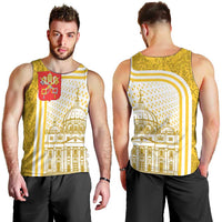 Vatican City Men Tank Top St. Peter’s Basilica & Papal Emblem Gold Ornate Architecture