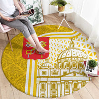 Vatican City Round Carpet St. Peter’s Basilica & Papal Emblem Gold Ornate Architecture