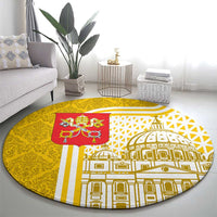 Vatican City Round Carpet St. Peter’s Basilica & Papal Emblem Gold Ornate Architecture