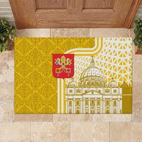 Vatican City Rubber Doormat St. Peter’s Basilica & Papal Emblem Gold Ornate Architecture