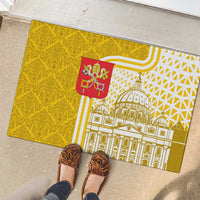 Vatican City Rubber Doormat St. Peter’s Basilica & Papal Emblem Gold Ornate Architecture