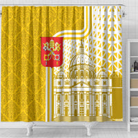 Vatican City Shower Curtain St. Peter’s Basilica & Papal Emblem Gold Ornate Architecture