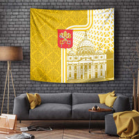 Vatican City Tapestry St. Peter’s Basilica & Papal Emblem Gold Ornate Architecture
