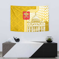 Vatican City Tapestry St. Peter’s Basilica & Papal Emblem Gold Ornate Architecture
