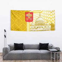 Vatican City Tapestry St. Peter’s Basilica & Papal Emblem Gold Ornate Architecture