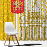 Vatican City Window Curtain St. Peter’s Basilica & Papal Emblem Gold Ornate Architecture