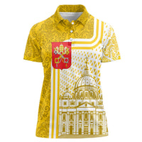 Vatican City Women Polo Shirt St. Peter’s Basilica & Papal Emblem Gold Ornate Architecture