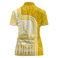 Vatican City Women Polo Shirt St. Peter’s Basilica & Papal Emblem Gold Ornate Architecture