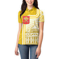Vatican City Women Polo Shirt St. Peter’s Basilica & Papal Emblem Gold Ornate Architecture