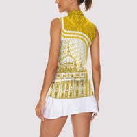 Vatican City Women Sleeveless Polo Shirt St. Peter’s Basilica & Papal Emblem Gold Ornate Architecture