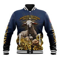 Agnus Dei Lamb of God Baseball Jacket Latin Catholic Art with Gold Baroque Accents
