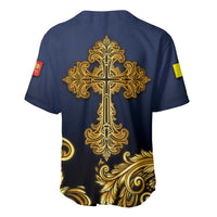 Agnus Dei Lamb of God Baseball Jersey Latin Catholic Art with Gold Baroque Accents